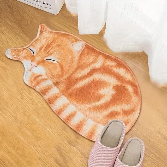 Cats Irregular Doormat Kitchen Mat Floor Mat Non-Slip Area Rug Oil Proof Rug Indoor Outdoor Mat Bedroom Decor Bathroom Mat Entrance Rug