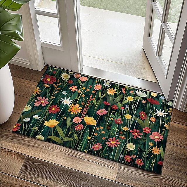 Flowers Doormat Floor Mats Washable Rugs Kitchen Mat Non-Slip Oil Proof Rug Indoor Outdoor Mat Bedroom Decor Bathroom Mat Entrance Rug