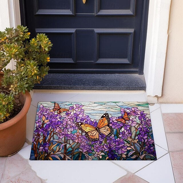 Folk Art Butterflies Doormat Floor Mats Washable Rugs Kitchen Mat Non-Slip Oil Proof Rug Indoor Outdoor Mat Bedroom Decor Bathroom Mat Entrance Rug