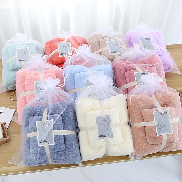 Thick, Soft & Absorbent Bath Towels Set for Bathroom, Plush Microfiber Quick Dry Bath Towel, 1PC Bath Towel& 1PC Hand Towel, Multipurpose Towels for Bath, Gym and Spafor wedding