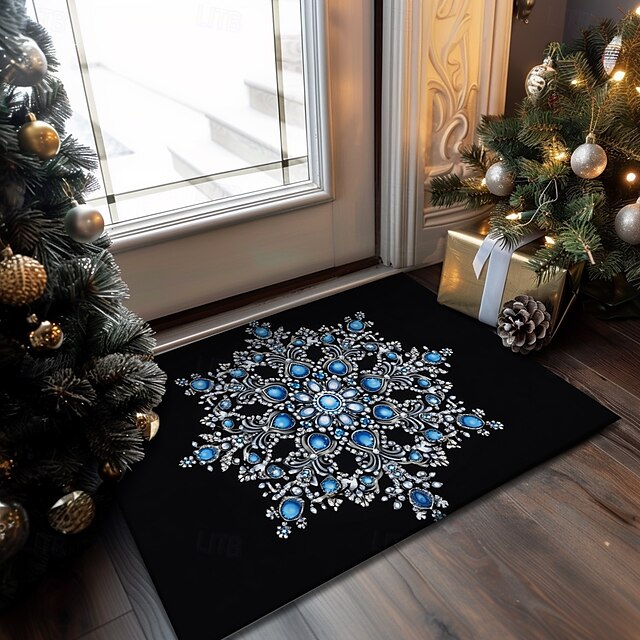 Doormat Snowflake Kitchen Mat Floor Mat Non-Slip Area Rug Oil Proof Rug Indoor Outdoor Mat Bedroom Decor Bathroom Mat Entrance Rug