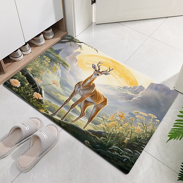 Deer Doormat Floor Mats Washable Rugs Kitchen Mat Non-Slip Oil Proof Rug Indoor Outdoor Mat Bedroom Decor Bathroom Mat Entrance Rug