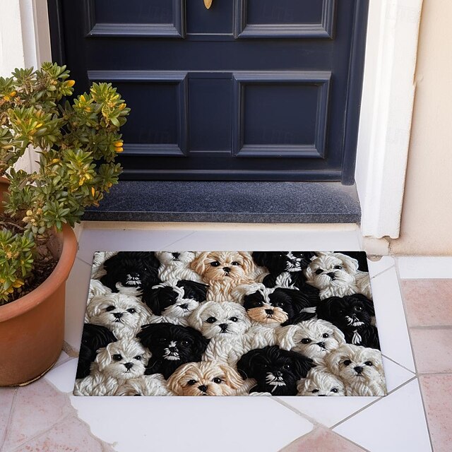 Yarn Cute Dogs Doormat Floor Mats Washable Rugs Kitchen Mat Non-Slip Oil Proof Rug Indoor Outdoor Mat Bedroom Decor Bathroom Mat Entrance Rug