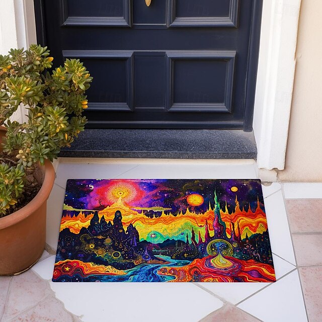 Trippy Psychedelic Monster Doormat Non-Slip Oil Proof Rug Indoor Outdoor Mat Bedroom Decor Bathroom Mat Entrance Rug Door Mat