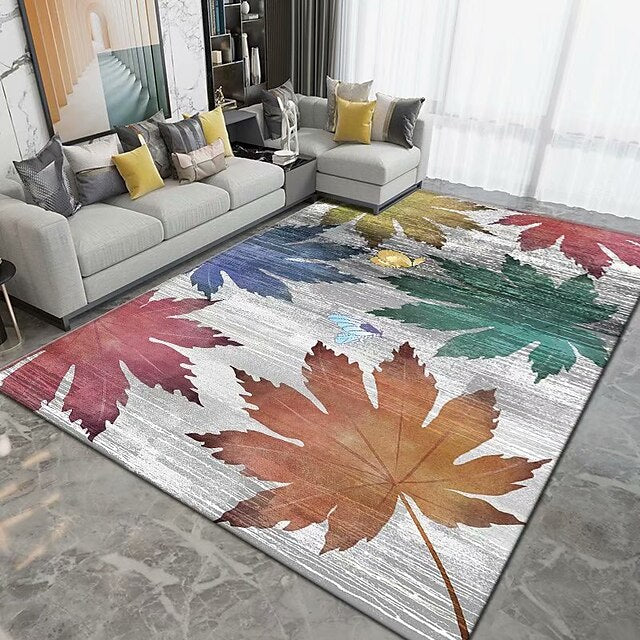 3D Printing Carpet Leaf Printing Floor Mat Square Living Room Bedroom Carpet Door Mat