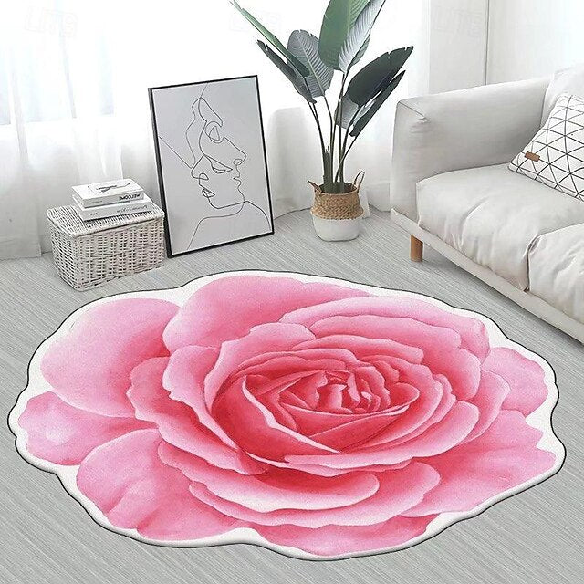 Area Rugs Flower Shaped Rugs Simple 3D Big Flower Carpet Washable Floor Mats