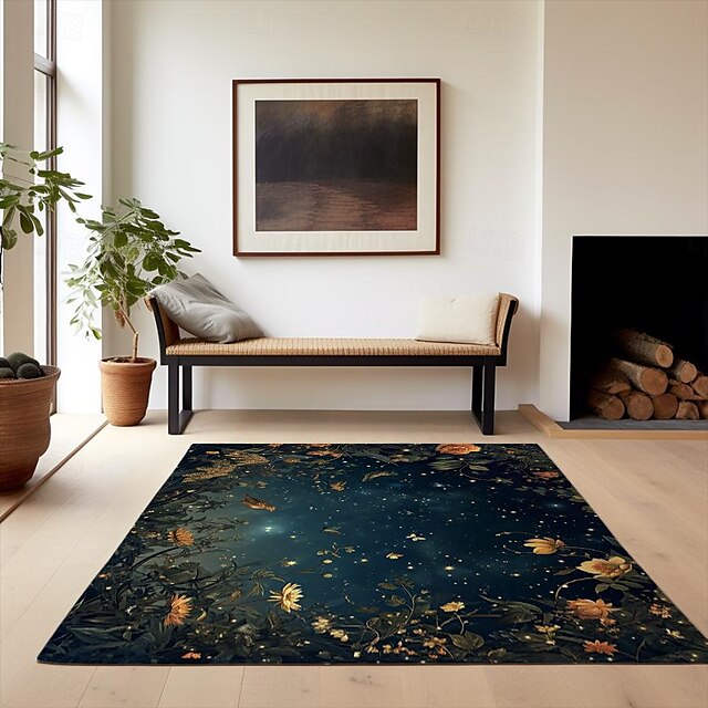 Botanical Night Area Rug Kitchen Mat Non-Slip Oil Proof Floor Mat Livingroom Rug Indoor Outdoor Mat Bedroom Decor Bathroom Mat Entrance Rug Door Mat Bird Tree of Life