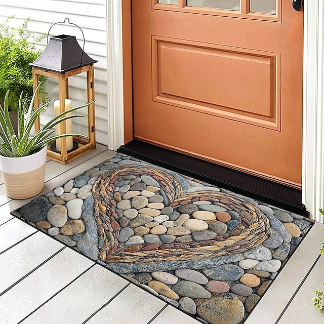 Valentine's Day Love Cobblestone Doormat Kitchen Mat Floor Mat Non-Slip Area Rug Oil Proof Rug Indoor Outdoor Mat Bedroom Decor Bathroom Mat Entrance Rug