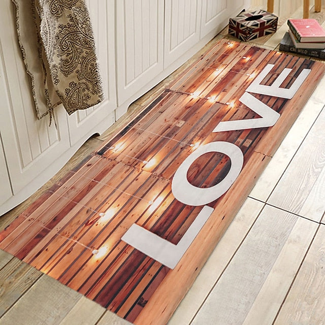 Rug Runner Colour Stripe Floor Mat Door Mat Hallway Carpets Area Rugs Washable for Bedroom Living Room Kitchen Bathroom Anti-Slip Floor Mats Wood lines