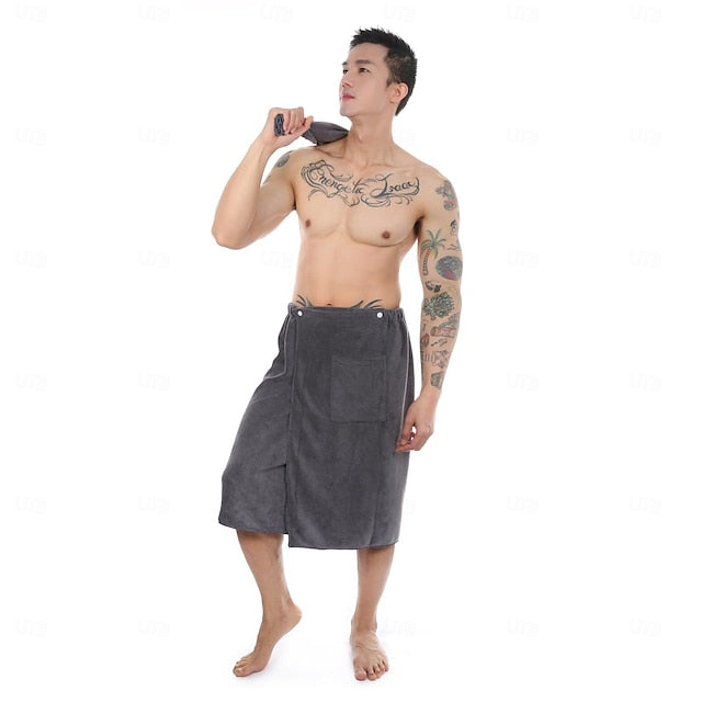 Men's Fiber Bath Towel, Absorbent Towel, Hot Spring Vacation Beach Hotel, Leisure Home, Bathroom Towel, Bath Skirt Set