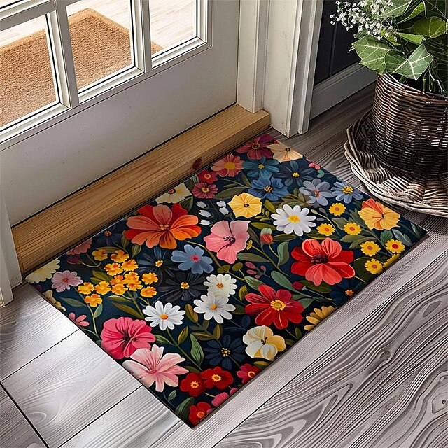 Flowers Doormat Floor Mats Washable Rugs Kitchen Mat Non-Slip Oil Proof Rug Indoor Outdoor Mat Bedroom Decor Bathroom Mat Entrance Rug