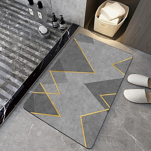 Diatomaceous Earth Bath Mat Non-slip Marble Pattern Super Absorbent Toilet Door Quick-Drying Foot Mat Entry Door Mat Non-Slip Mat