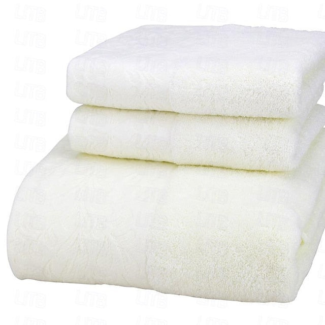 100% Cotton 3 PCS Towels Set Quick Dry, Extra Aborbent, Super Soft Towels Set 1 Handkerchief, 1 Sport Towel, 1 Bath Towel