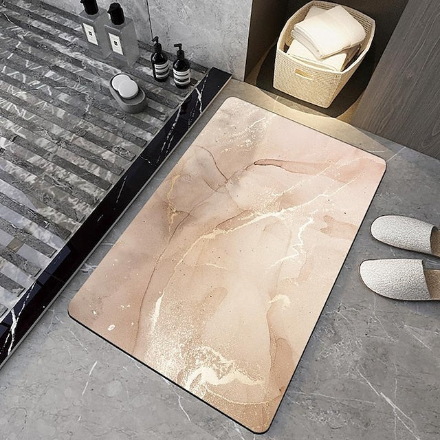 Diatomaceous Earth Bath Mat Non-slip Marble Pattern Super Absorbent Toilet Door Quick-Drying Foot Mat Entry Door Mat Non-Slip Mat