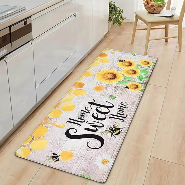 Sunflowers Area Rug Kitchen Mat Non-Slip Oil Proof Floor Mat Livingroom Rug Indoor Outdoor Mat Bedroom Decor Bathroom Mat Entrance Rug Door Mat Black