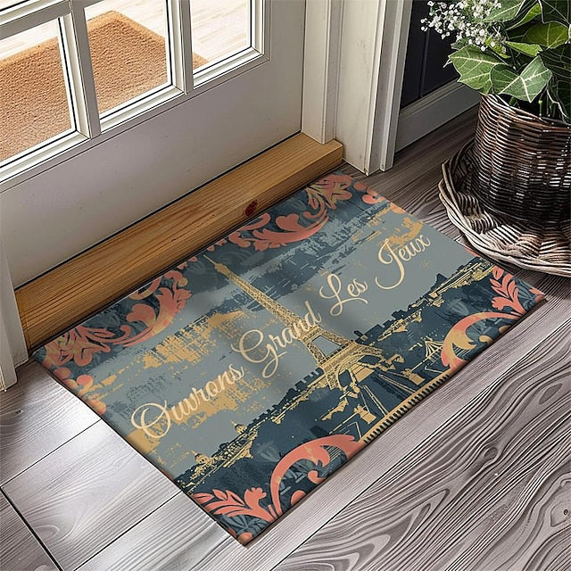 Graffiti Doormat Kitchen Mat Floor Mat Non-Slip Area Rug Oil Proof Rug Indoor Outdoor Mat Bedroom Decor Bathroom Mat Entrance Rug Eiffel Tower