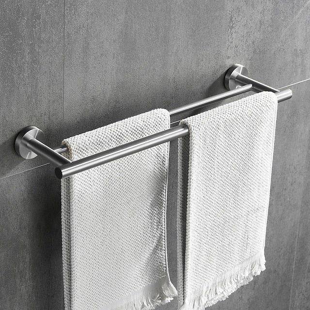 Towel Rack Wall Mounted Stainless Steel Towel Bar 2-tier Towel Rail (Golden/Chrome/Black/Brushed Nickel)