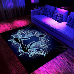 Blacklight Rug UV Reactive Glow in the Dark Area Rug Kitchen Mat Non-Slip Oil Proof Mandala Boho Floor Mat Livingroom Rug Indoor Outdoor Mat Bedroom Decor Bathroom Mat Entrance Rug Door Mat