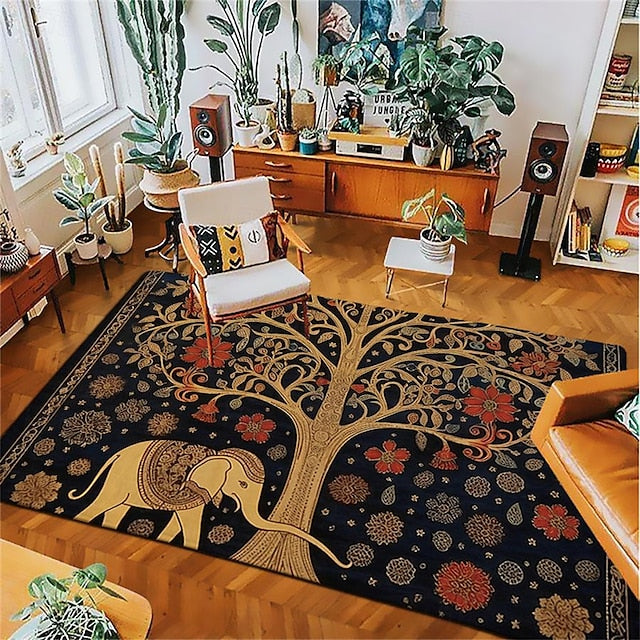 Boho Elephants Area Rug Kitchen Mat Non-Slip Oil Proof Floor Mat Livingroom Rug Indoor Outdoor Mat Bedroom Decor Bathroom Mat Entrance Rug Door Mat