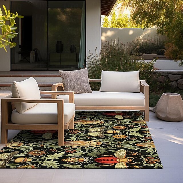 Floral Insects Area Rug Kitchen Mat Non-Slip Oil Proof Floor Mat Livingroom Rug Indoor Outdoor Mat Bedroom Decor Bathroom Mat Entrance Rug Door Mat