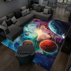 Area Rug Educational Outer Space Universe Planet Floor Rugs Living Room Home Decor, Carpets Area Mats for Kids Boys Girls Bedroom