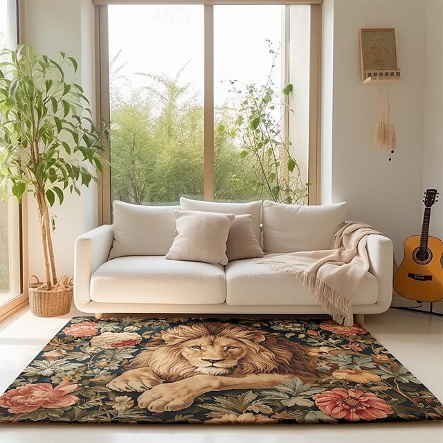 Sleeping Lion Area Rug Kitchen Mat Non-Slip Oil Proof Floor Mat Livingroom Rug Indoor Outdoor Mat Bedroom Decor Bathroom Mat Entrance Rug Door Mat