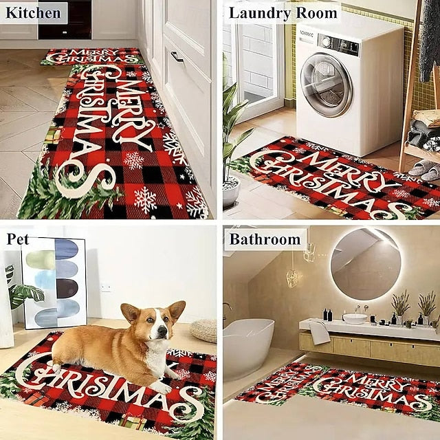 Christmas Decorations Area Rug Kitchen Mat Non-Slip Oil Proof Floor Mat Livingroom Rug Indoor Outdoor Mat Bedroom Decor Bathroom Mat Entrance Rug Door Mat