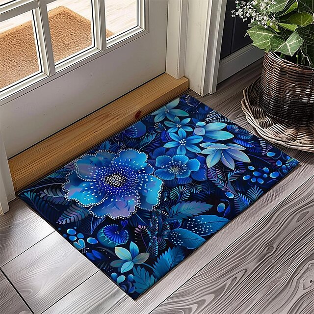 Pointillism Flowers Doormat Floor Mats Washable Rugs Kitchen Mat Non-Slip Oil Proof Rug Indoor Outdoor Mat Bedroom Decor Bathroom Mat Entrance Rug