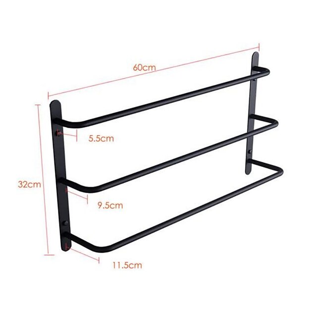 Wall Mounted Towel RackStainless Steel 3-TierTowel Bar Storage Shelf for Bathroom 45/60cm Towel Holder Towel Rail Towel Hanger