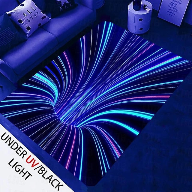 Blacklight Printed Carpet UV Reactive Glow in the Dark Rug Large Non-Slip Rug Mat for Room Decor