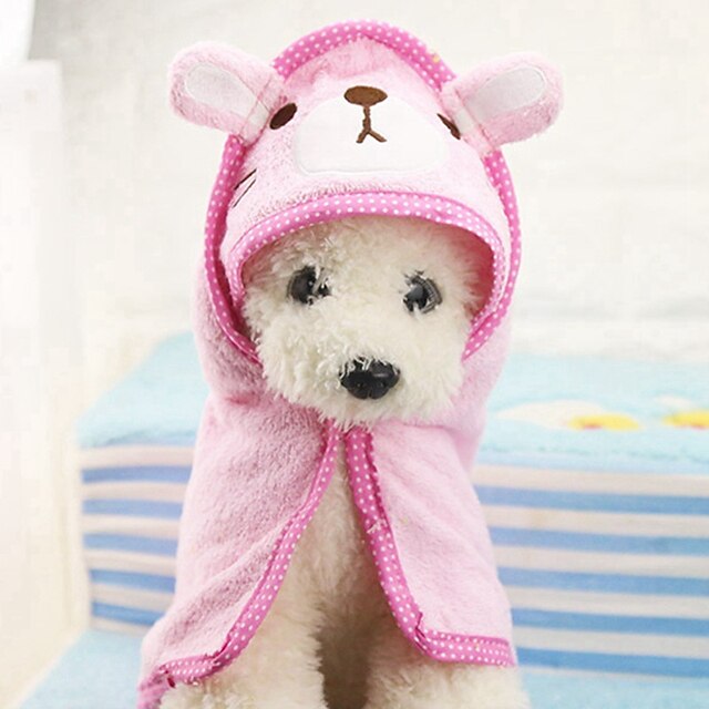 Dog Cat Bath Towel Dog Dry Robe Cute Leisure Winter Breathable Soft Washable Comfortable Outdoor Casual Daily Dog Clothing for Bichon Frise Pomeranian Baby Pet Papillon Small