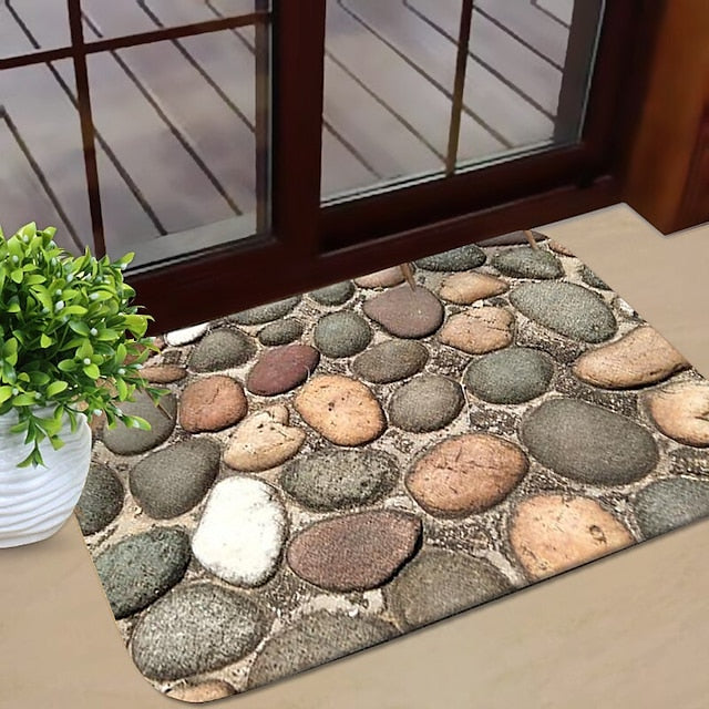 Cobblestone Pattern Door Mat Floor mats Washable Rugs Kitchen Mat Anti-Slip Non Skid Area Rug Front Livingroom Bedroom 1pc