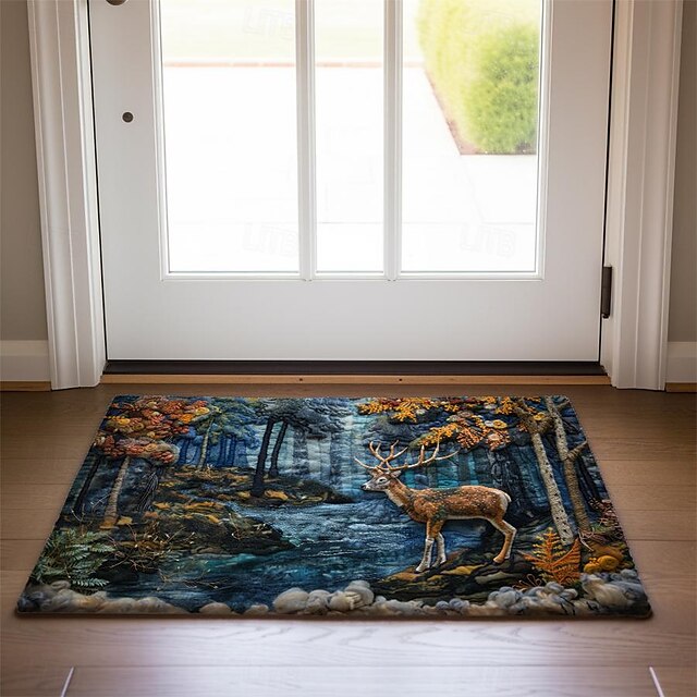 Autumn Quilt Forest Deer Doormat Kitchen Mat Floor Mat Non-Slip Area Rug Oil Proof Rug Indoor Outdoor Mat Bedroom Decor Bathroom Mat Entrance Rug