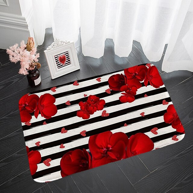 Valentine's Day Love non-slip doormat Polyester machine washable soft absorbent doormat suitable for entrance kitchen living room bedroom bathroom home decor - holiday themed  Absorbent Bathroom Rug