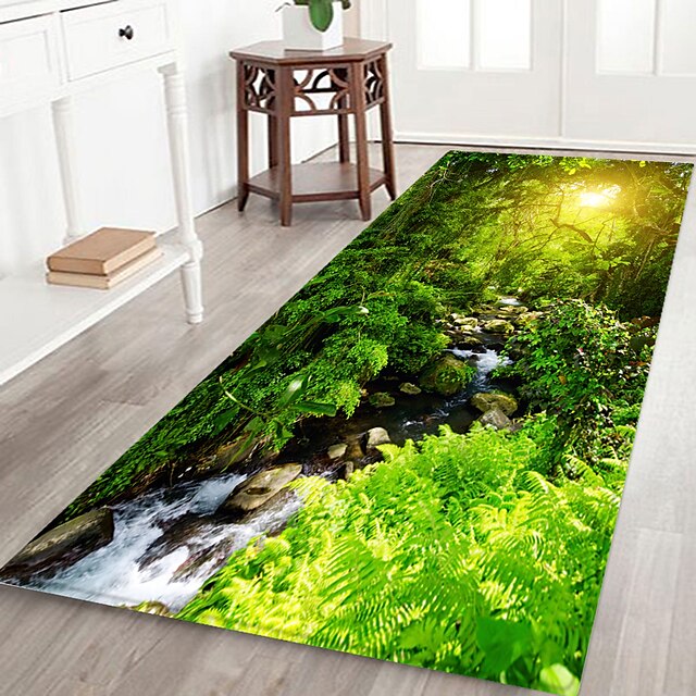 Beautiful Landscape Woods Flannel Fabric Printed Home Entrance Mattress Bathroom Mattress Mattress