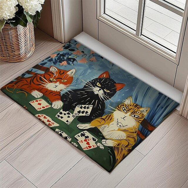 Cute Cates Doormat Kitchen Mat Floor Mat Non-Slip Area Rug Oil Proof Rug Indoor Outdoor Mat Bedroom Decor Bathroom Mat Entrance Rug