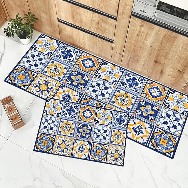 Bohemian Pattern Area Rug Kitchen Mat Non-Slip Oil Proof Floor Mat Livingroom Rug Indoor Outdoor Mat Bedroom Decor Bathroom Mat Entrance Rug Door Mat