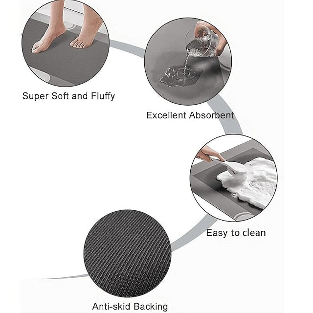 New Kitchen Diatom Mud Carpet Household Rectangular Door Pad Foot Pad Water-Absorbing Oil-Absorbing Non-Slip Kitchen Floor Mat