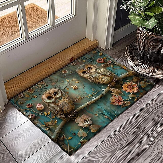 Owl 3D Painting Doormat Kitchen Mat Floor Mat Non-Slip Area Rug Oil Proof Rug Indoor Outdoor Mat Bedroom Decor Bathroom Mat Entrance Rug