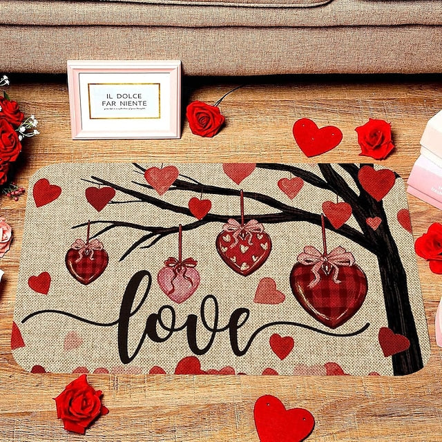 Valentine's Day Heart Doormat Kitchen Mat Floor Mat Non-Slip Area Rug Oil Proof Rug Indoor Outdoor Mat Bedroom Decor Bathroom Mat Entrance Rug