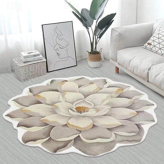 Area Rugs Flower Shaped Rugs Simple 3D Big Flower Carpet Washable Floor Mats