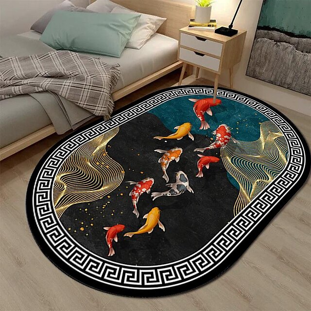 3D Oval Floor Mat Living Room Carpet Home Bedroom Cloakroom Living Room Floor Mat Machine Washable Carpet