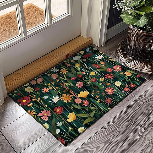 Flowers Doormat Floor Mats Washable Rugs Kitchen Mat Non-Slip Oil Proof Rug Indoor Outdoor Mat Bedroom Decor Bathroom Mat Entrance Rug