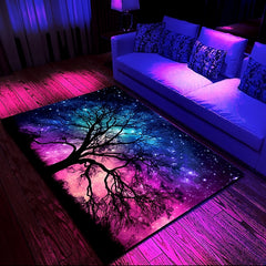 Blacklight Rug UV Reactive Glow in the Dark Area Rug Kitchen Mat Non-Slip Oil Proof Trippy Universe Floor Mat Livingroom Rug Indoor Outdoor Mat Bedroom Decor Bathroom Mat Entrance Rug Door Mat