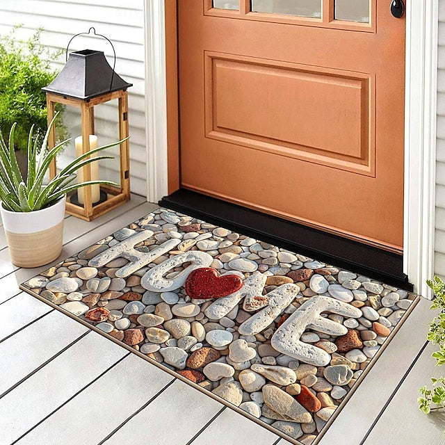 Valentine's Day Cobblestone Home Doormat Kitchen Mat Floor Mat Non-Slip Area Rug Oil Proof Rug Indoor Outdoor Mat Bedroom Decor Bathroom Mat Entrance Rug