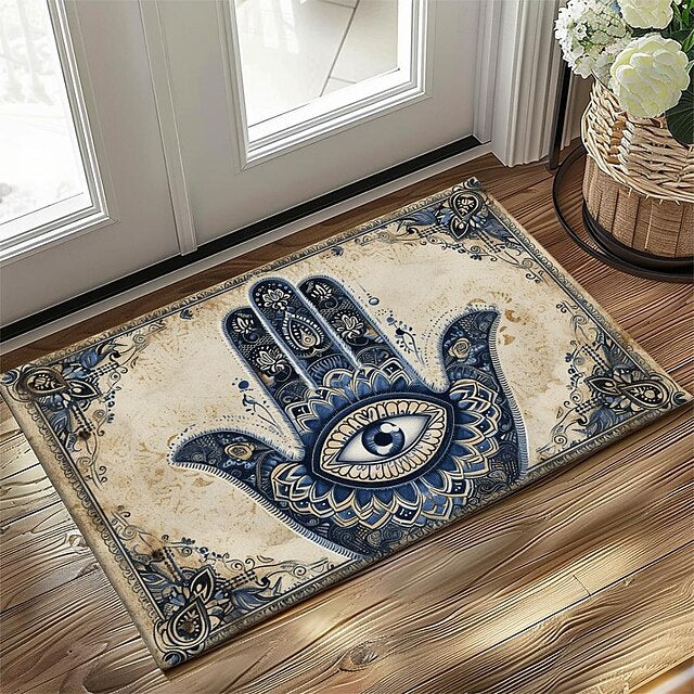 Hamsa Hand Ramadan Doormat Floor Mats Washable Rugs Kitchen Mat Non-Slip Oil Proof Rug Indoor Outdoor Mat Bedroom Decor Bathroom Mat Entrance Rug