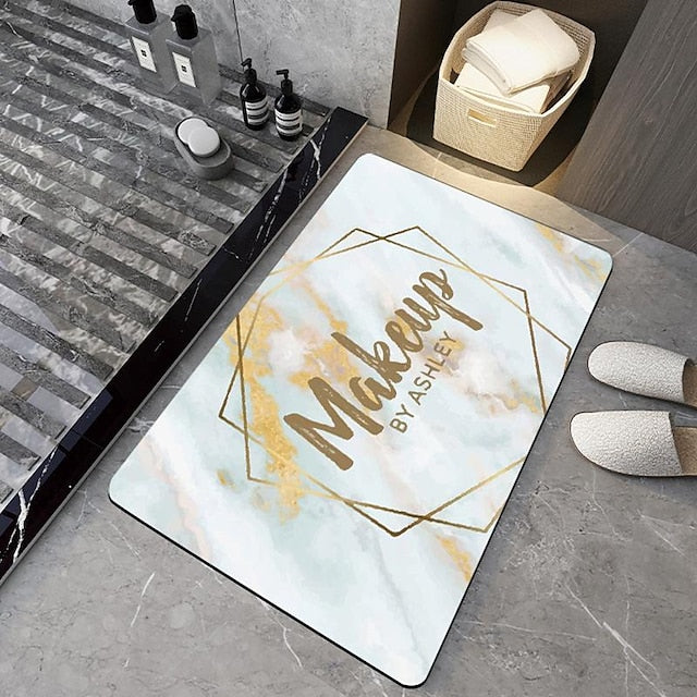 Diatomaceous Earth Bath Mat Non-slip Marble Pattern Super Absorbent Toilet Door Quick-Drying Foot Mat Entry Door Mat Non-Slip Mat