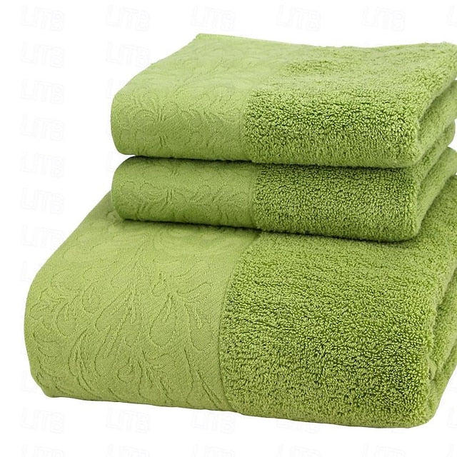 100% Cotton 3 PCS Towels Set Quick Dry, Extra Aborbent, Super Soft Towels Set 1 Handkerchief, 1 Sport Towel, 1 Bath Towel