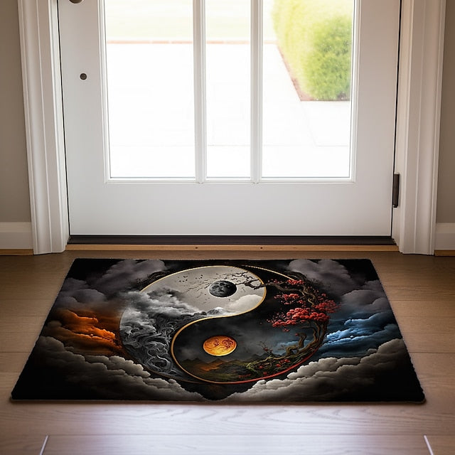 Yinyang Taichi Doormat Floor Mats Washable Rugs Kitchen Mat Boho Non-Slip Oil Proof Rug Indoor Outdoor Mat Bedroom Decor Bathroom Mat Entrance Rug