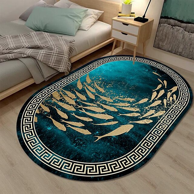 3D Oval Floor Mat Living Room Carpet Home Bedroom Cloakroom Living Room Floor Mat Machine Washable Carpet